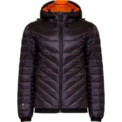 Kurtka puchowa EA7 EMPORIO ARMANI. Czarne płaszcze męskie EA7 Emporio Armani, z nadrukiem, z tkaniny, bez kaptura. W wyprzedaży za 1065,00 zł.