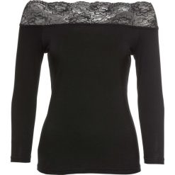 Shirt bonprix czarny. Czarne bluzki damskie bonprix, bez wzorów, z koronki, bez kołnierzyka. Za 54,99 zł.