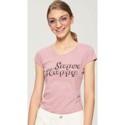T-shirt basic z nadrukiem - Pomarańczo. Szare t-shirty damskie marki Sinsay, l, z nadrukiem. Za 9,99 zł.