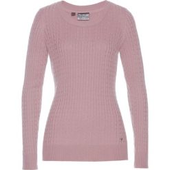 Sweter z kaszmirem bonprix różowobrązowy. Różowe swetry damskie bonprix, bez wzorów, z kaszmiru, klasyczne, bez rękawów, bez kaptura. Za 129,99 zł.