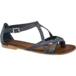 Sandały damskie 5th Avenue granatowe. Niebieskie sandały damskie 5th Avenue, bez wzorów, ze skóry, bez obcasa, na obcasie, bez zapięcia. Za 139,90 zł.
