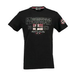 Koszulka "Jamelo" w kolorze czarnym. Czarne t-shirty męskie marki Geographical Norway, s, z nadrukiem, z okrągłym kołnierzem. W wyprzedaży za 78,95 zł.