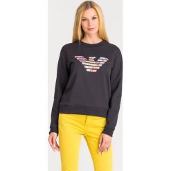 BLUZA Emporio Armani. Czarne bluzy damskie z nadrukiem, z materiału. Za 329,40 zł.