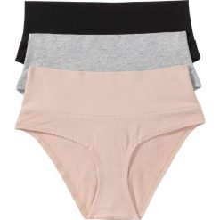 Figi "panty" (3 szt.), bawełna organiczna bonprix czarny + szary melanż + cielisty. Czarne majtki damskie bonprix, bez wzorów. Za 44,97 zł.