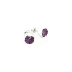 Earrings Agat Druza Magenta srebro. Różowe kolczyki damskie Brazi druse jewelry, z agatem, srebrne, na sztyftcie. Za 170,00 zł.