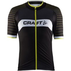Craft Męska Koszulka Rowerowa Gran Fondo Czarny/Żółty S. Żółte koszulki męskie Craft, s, bez wzorów, z materiału, sportowe, bez kołnierzyka, z krótkim rękawem, krótkie. Za 385,00 zł.