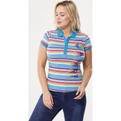 Niebieska T-shirt Safekeeping. Niebieskie koszulki damskie polo Born2be, m, w paski, z dzianiny, polo, bez rękawów. Za 19,99 zł.