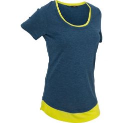 Shirt sportowy 2 w 1, krótki rękaw bonprix ciemnoniebieski melanż. Niebieskie bluzki sportowe damskie bonprix, bez wzorów, bez kołnierzyka, z krótkim rękawem, krótkie, bez kaptura. Za 42,99 zł.