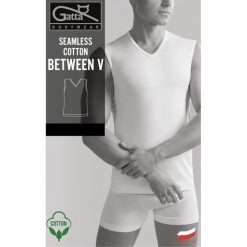 Koszulki sportowe męskie: GATTA Koszulka męska Seamless Cotton Between V 1S WHITE r. S