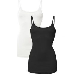 Top (2 szt. w opak.) bonprix biały + czarny. Białe bluzki damskie marki bonprix, bez wzorów, z bawełny, bez kołnierzyka, bez rękawów. Za 35,98 zł.