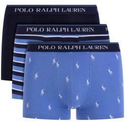 Komplet 3 par bokserek Polo Ralph Lauren 714662050. Niebieskie bokserki męskie Polo Ralph Lauren, bez wzorów, z elastanu. Za 209,00 zł.
