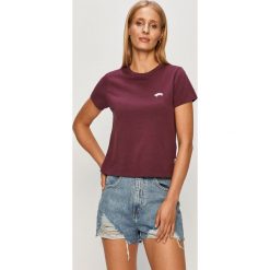 Vans - T-shirt. Fioletowe bluzki damskie Vans, s, bez wzorów, z bawełny, casualowe, z okrągłym kołnierzem, z krótkim rękawem. W wyprzedaży za 99,90 zł.