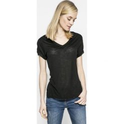Answear - Top Sporty Fusion. Czarne topy damskie ANSWEAR, s, bez wzorów, z wiskozy, z krótkim rękawem. W wyprzedaży za 24,90 zł.