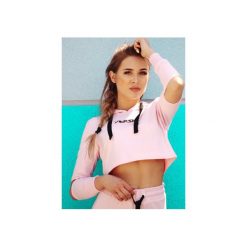 PINK SWEATSHIRT CUT. Różowe bluzy damskie Mar.ska, s, z nadrukiem, z bawełny, z krótkim rękawem, krótkie, z kapturem. Za 179,00 zł.