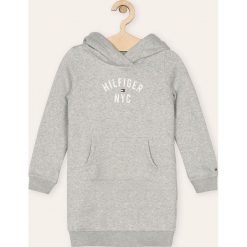 Tommy Hilfiger - Sukienka dziecięca 116-176 cm. Szare sukienki dziewczęce TOMMY HILFIGER, z nadrukiem, z elastanu, casualowe, z długim rękawem, długie, maxi, proste. W wyprzedaży za 219,90 zł.