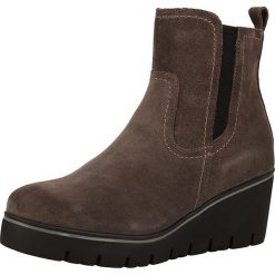 Skórzane botki w kolorze szarym. Szare koturny damskie Tamaris, Caprice, Marco Tozzi, s.Oliver, bez obcasa, na koturnie, bez zapięcia. W wyprzedaży za 175,95 zł.