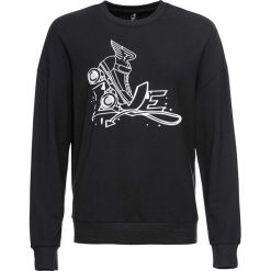 Bluza dresowa bonprix czarno-biały z nadrukiem. Czarne bluzy damskie bonprix, z nadrukiem, z dresówki, bez rękawów, bez kaptura. Za 37,99 zł.