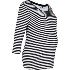 Shirt ciążowy i do karmienia piersią bonprix biało-czarny w paski. Białe bluzki ciążowe bonprix, w paski, z materiału, bez kołnierzyka, bez rękawów. Za 74,99 zł.