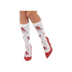 Podkolanówki we krwi Halloween. Podkolanówki damskie Naimpreze, bez wzorów. Za 14,39 zł.