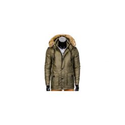 KURTKA MĘSKA ZIMOWA PARKA C303 - OLIWKOWA. Zielone parki męskie marki Ombre Clothing, na zimę, m, z poliesteru. Za 99,00 zł.