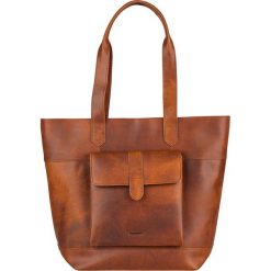Shopper bag damskie: Skórzany shopper bag w kolorze brązowym – 42 x 34 x 11 cm