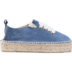 Espadryle MANEBI. Niebieskie espadryle damskie Manebi, bez wzorów, z bawełny, na wysokim obcasie. W wyprzedaży za 406,00 zł.