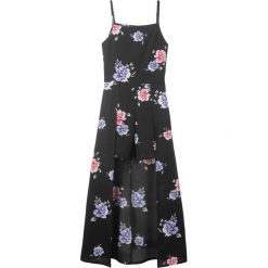 Kombinezon bonprix czarny w kwiaty. Czarne kombinezony dziewczęce marki bonprix, w kwiaty, z długim rękawem, długie. Za 89,99 zł.
