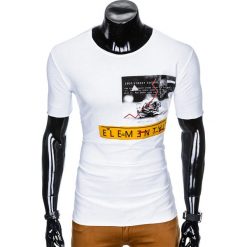 T-SHIRT MĘSKI Z NADRUKIEM S985 - BIAŁY. Białe t-shirty męskie z nadrukiem marki Ombre Clothing, m. Za 29,00 zł.