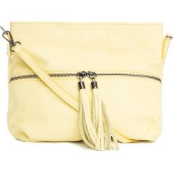 Torebki klasyczne damskie: Skórzana torebka w kolorze żółtym – 36 x 23 x 10 cm