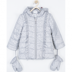 Kurtka. Szare kurtki dziewczęce przeciwdeszczowe BEAUTIFUL, z nadrukiem, z polaru, długie. Za 189,90 zł.