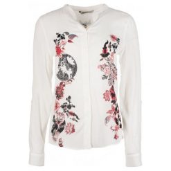 Desigual Bluzka Damska Randers L Kremowy. Białe bluzki damskie Desigual, l, bez wzorów, bez kołnierzyka, bez rękawów. W wyprzedaży za 238,00 zł.