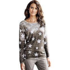 Sweter w kolorze brązowo-szarym. Szare swetry damskie Heine, bez wzorów, z bawełny, bez rękawów, bez kaptura. W wyprzedaży za 109,95 zł.