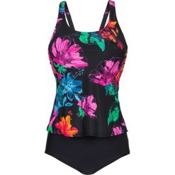 Tankini (2 części) bonprix czarny z nadrukiem. Czarne stroje kąpielowe damskie bonprix, z nadrukiem. Za 99,99 zł.