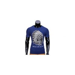T-shirty męskie: T-SHIRT MĘSKI Z NADRUKIEM S613 – JASNOGRANATOWY