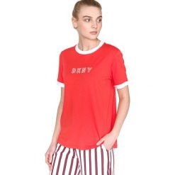 DKNY Koszulka Czerwony. Czerwone topy damskie DKNY, m, z haftami, z elastanu, z krótkim rękawem. Za 223,95 zł.