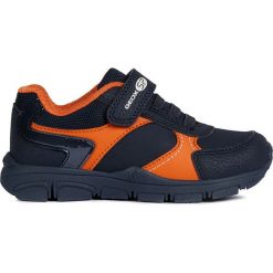 Sneakersy "New Torque" w kolorze granatowo-pomarańczowym. Pomarańczowe trampki chłopięce geox kids, bez wzorów, z gumy, bez zapięcia. W wyprzedaży za 119,95 zł.