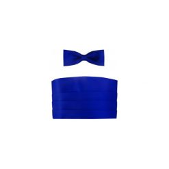 Kobaltowy - niebieski pas smokingowy z muchą slim. Niebieskie muszki męskie Modini Moda Męska, na co dzień, bez wzorów, z poliesteru, eleganckie. Za 99,00 zł.