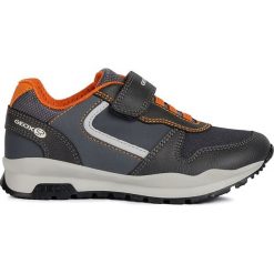 Sneakersy "Cordian" w kolorze antracytowo-pomarańczowym. Szare trampki chłopięce geox kids, bez wzorów, z gumy, bez zapięcia. W wyprzedaży za 129,95 zł.