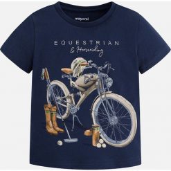 Mayoral - T-shirt dziecięcy 92-134 cm. Niebieskie t-shirty chłopięce marki Mayoral, z nadrukiem, z bawełny, z okrągłym kołnierzem. Za 64,90 zł.