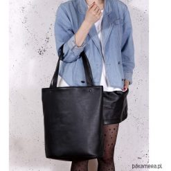 Shopper XL torba czarna na zamek. Czarne shopper bag damskie Pakamera, na ramię. Za 155,00 zł.