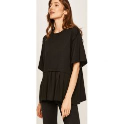 Answear - T-shirt. Czarne bluzki damskie ANSWEAR, s, bez wzorów, z bawełny, casualowe, z okrągłym kołnierzem, z krótkim rękawem. W wyprzedaży za 59,90 zł.