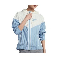 Nike W NSW WR JKT, 10 | INNE SPORTY NSW | KOBIETY | KURTKA | LECHE BLUE / SAIL / WHITE | XL. Niebieskie płaszcze damskie Nike, xl, bez wzorów, z kapturem. W wyprzedaży za 252,18 zł.