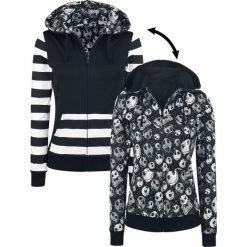 Bluzy damskie: Miasteczko Halloween Jack – Square Scream Reversible Bluza z kapturem rozpinana damska czarny/biały