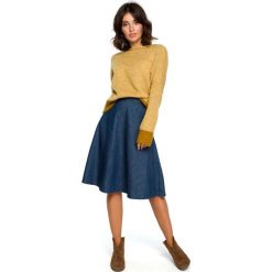 Musztardowy Kimonowy Sweter z Kontrastowymi Mankietami. Brązowe swetry oversize damskie Molly.pl, uniwersalny, z dzianiny. Za 105,90 zł.
