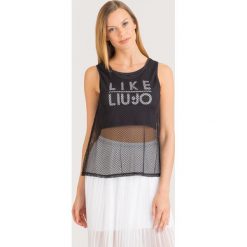 TOP Liu Jo Sport. Czarne topy damskie Liu Jo Sport, s, z nadrukiem, z długim rękawem. Za 185,00 zł.