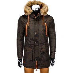 KURTKA MĘSKA ZIMOWA PARKA C358 - MORO. Brązowe kurtki męskie marki Ombre Clothing, na zimę, s, moro, z poliesteru. Za 189,00 zł.