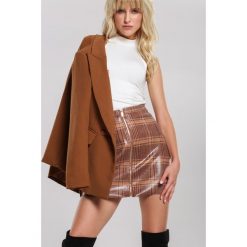 Jasnobrązowa Spódnica Straighten. Pomarańczowe spódniczki damskie Renee, na jesień, s, bez wzorów, mini, trapezowe. Za 59,99 zł.