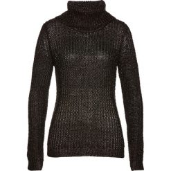 Sweter z golfem bonprix czarno-jeżynowy. Czarne swetry damskie bonprix, bez wzorów, bez rękawów. Za 74,99 zł.
