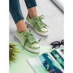 SATYNOWE TRAMPKI. Żółte trampki i tenisówki damskie marki KYLIE, z satyny. Za 50,00 zł.