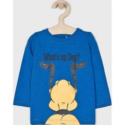 Name it - T-shirt dziecięcy 80-110 cm. Niebieskie t-shirty chłopięce marki Name it, z nadrukiem, z bawełny, z długim rękawem. Za 59,90 zł.